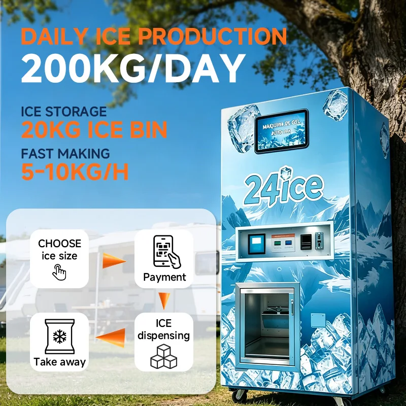 Fully Automatic Bagged Ice Maker, Reverse Osmosis Water Ice Vending Machine,ice Vending Machine with Auto Bagging