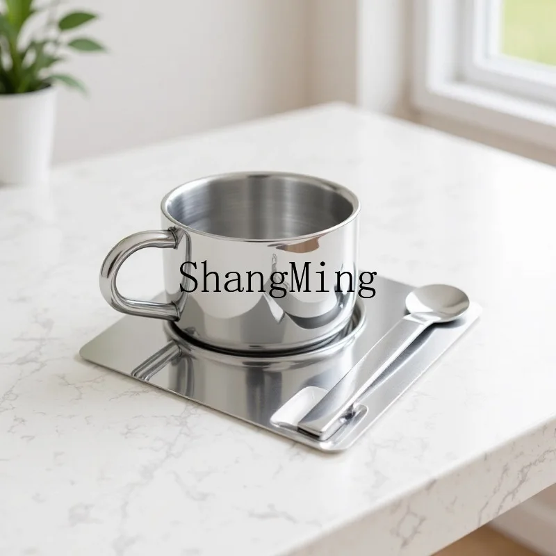 

PYH304 stainless steel coffee cup with ear set Portable high-end sense with spoon Chassis Coffee supplies Milk tea cup