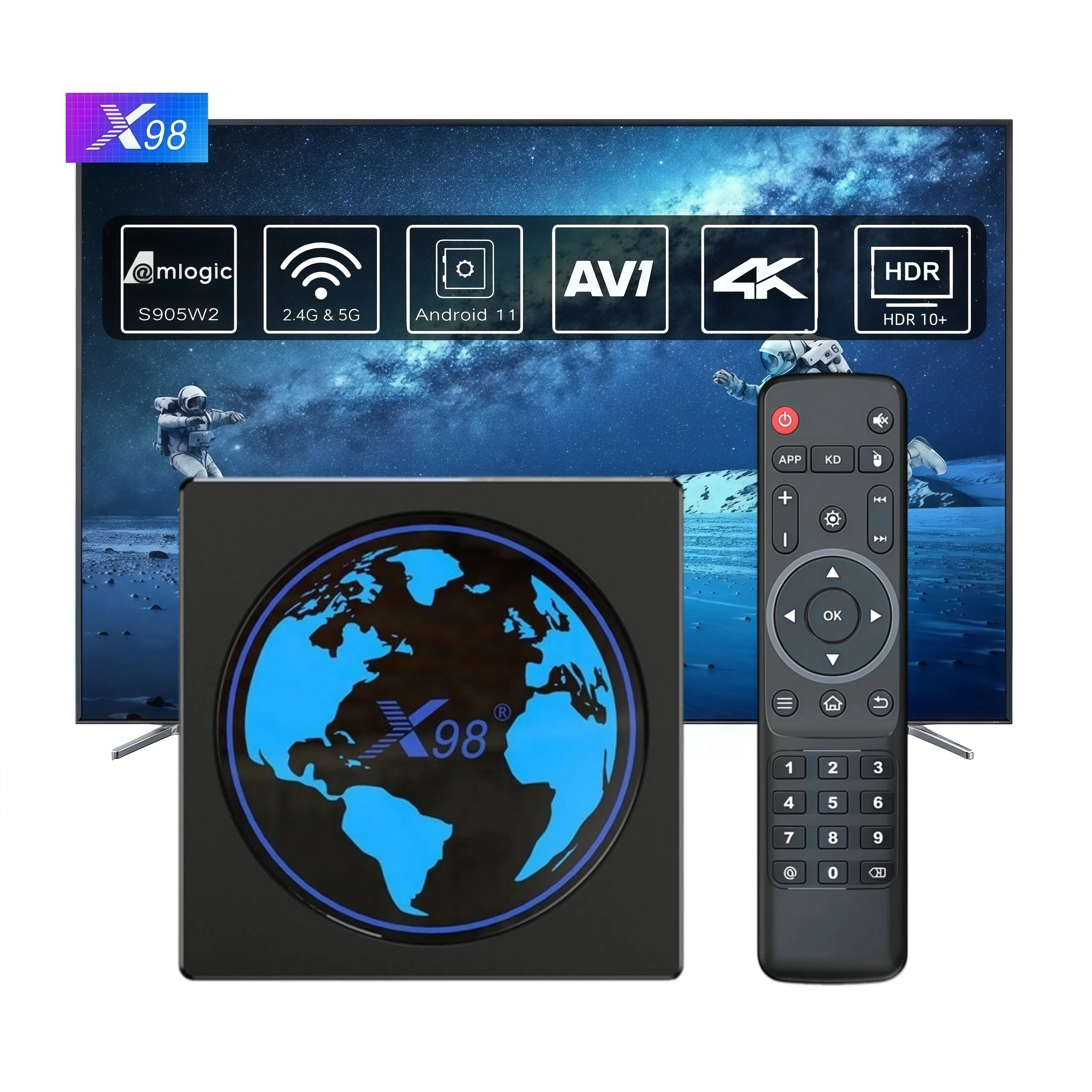 X98mini S905W2 Android 11 TV Box, 4K HD 2.1, AV1, 4K@60fps, Dual-Band Wi-Fi (2.4 GHz, 5 GHz), Mini Streaming Player, IPTV Box