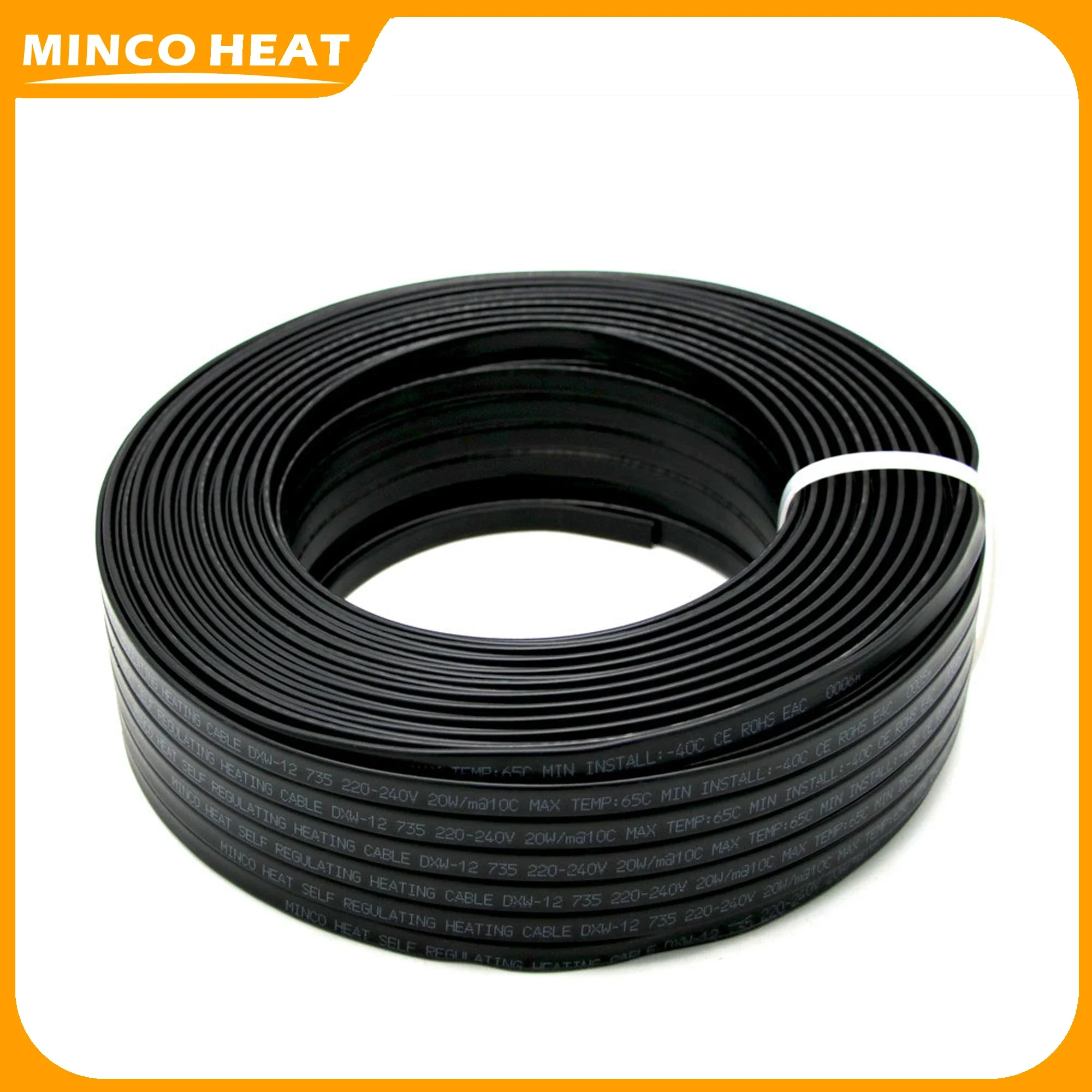 Minco Heat 50m/100m 12mm self-adjusting water pipe protection roof deicing flame retardant heating belt multipurpose cable