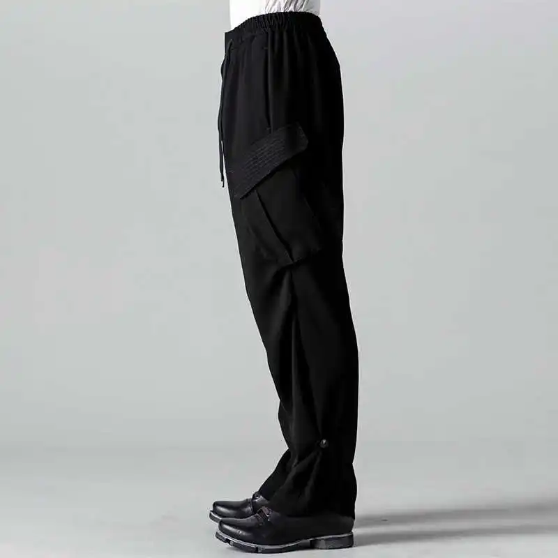 YOJI OOAK سراويل فضفاضة بنمط وظيفي متعددة الجيوب سراويل غير رسمية فضفاضة بسحاب ياباني عتيق