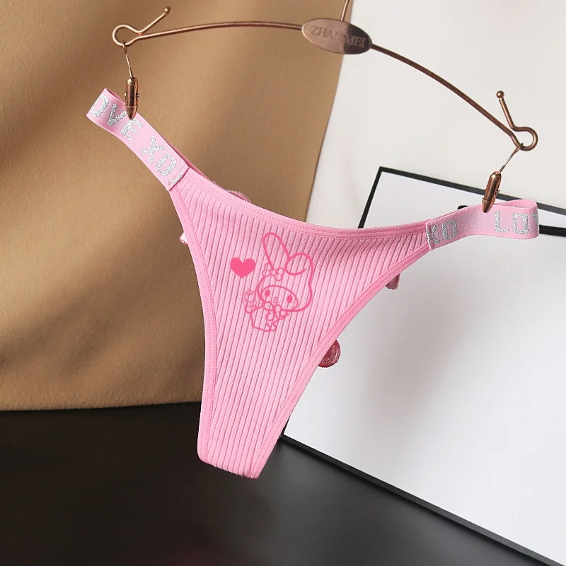 ハローキティ-女性用コットンTバック,セクシーな下着,ローウエスト,トライアングルショーツ,糸バンド,卸売アクセサリー,新品