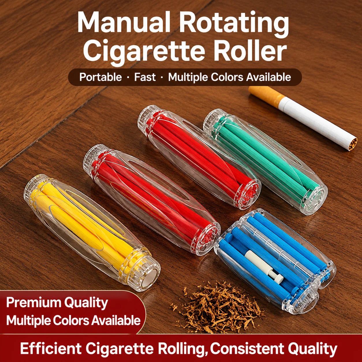 Portable Innovative Manual Rotate Accessories ABS Hand Crank plastic cegar Cigarette Rolling Machine joint Household Tobacco