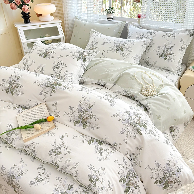 New 3pcs 100% Cotton  1pc Duvet Cover 2pcs Pillowcases Bedding Set  150/160/180/200/220cm Sizes High quality Printed Soft