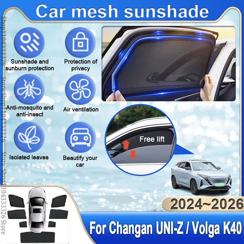 

Car Sunshade For Changan UNI-Z Volga K40 2024~2026 Magnetic Uv Protection Visor Blind Curtain Window Summer Sunscreen Accessory