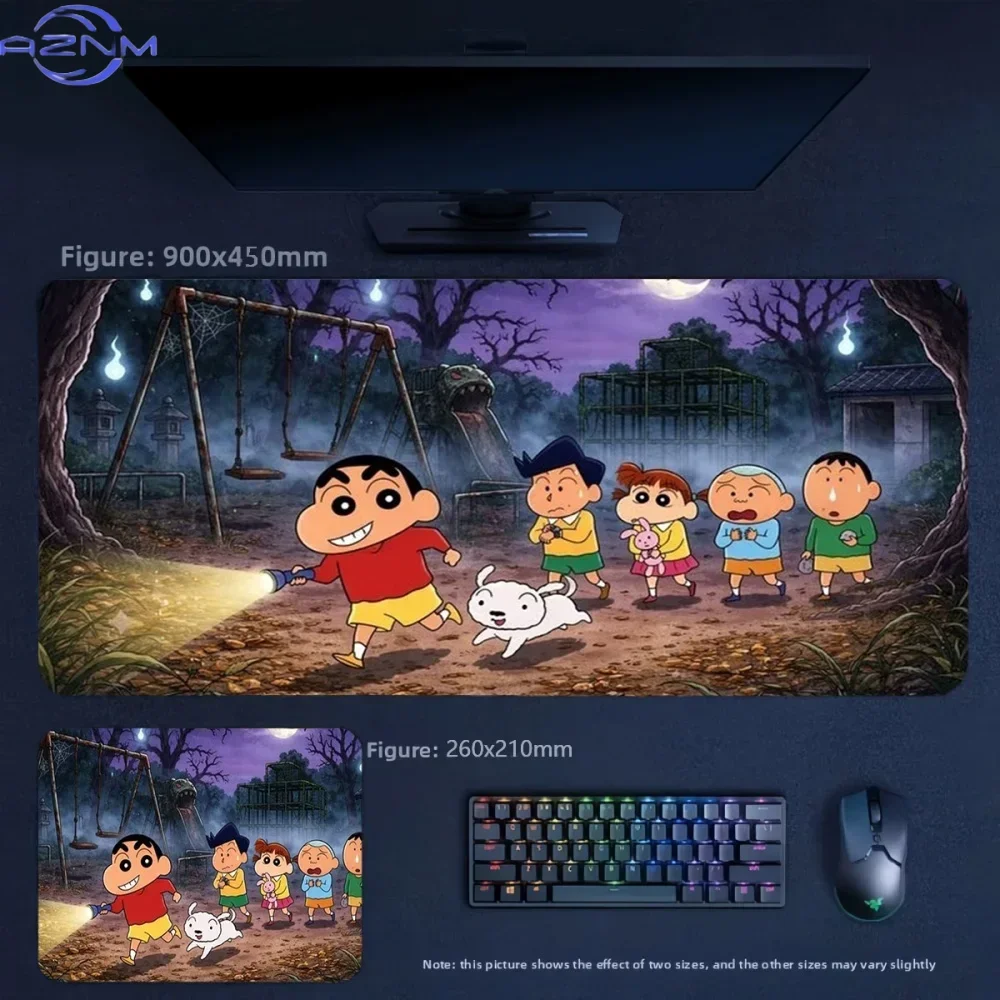 Crayon Shin‑chan Kindergarten Friends Anime Mousepad, Rubber Non‑Slip Large Desk Mat, Blue Sky Cartoon Gaming Mouse Pad for Keyb