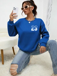 Simple Letter 23 Print Tops Women Basic Versatile Sweatshirt Street Soft Comfortable Tracksuit Autumn Warm S-Xxl Clothes Female