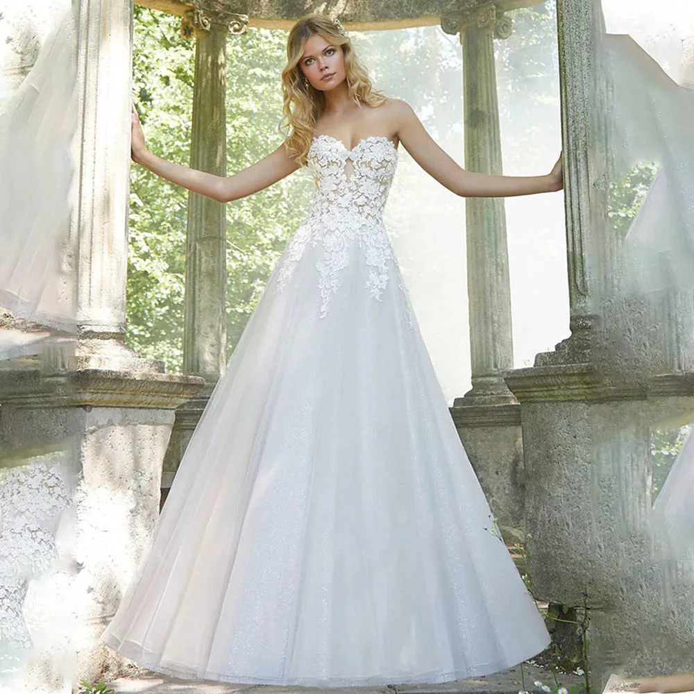 

Elegant Sweetheart Lace Appliue Bridal Grown A Line Wedding Dresses Custom Made 2026 Rode De Morrie