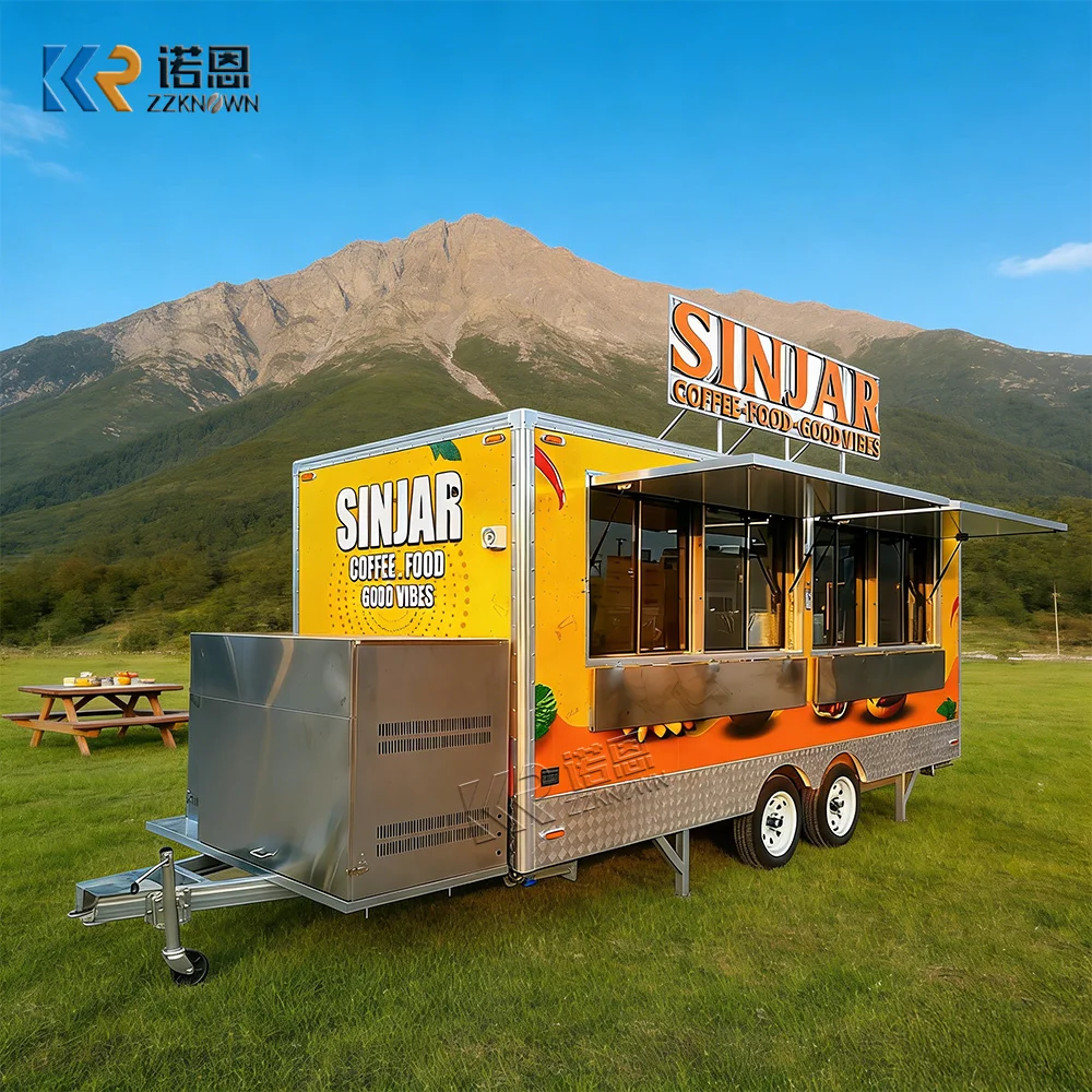 

Food Truck with Dual Windows Air Conditioned Fully Equipped Mobile Catering Trailer for Events