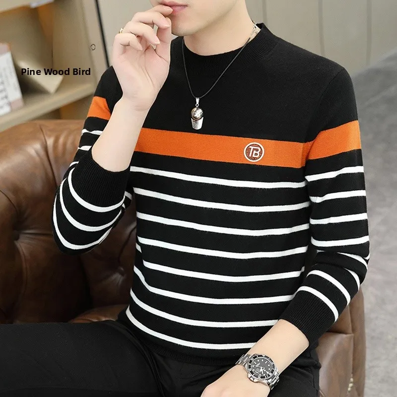 

Мужской легкий теплый базовый слой из трикотажа Slim Fit с круглым вырезом, модный повседневный стиль, для зимнего сезона, стандартная длина рукава