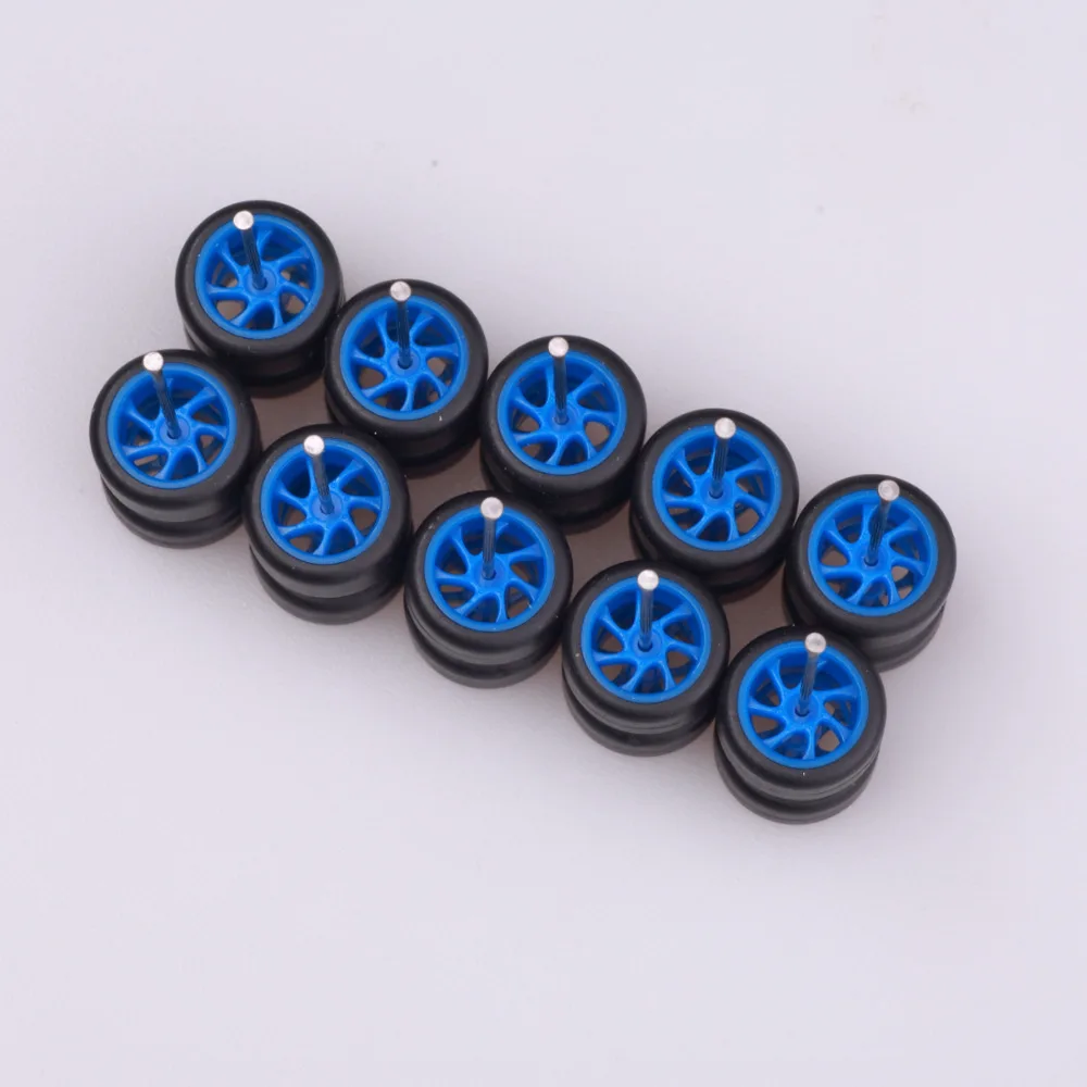 5Sets 1/64 Alloy Car Rubber Wheels With Removable Tread Rubber Tires Staggered For HotWheel Modification Enthusiasts Vehicle Toy