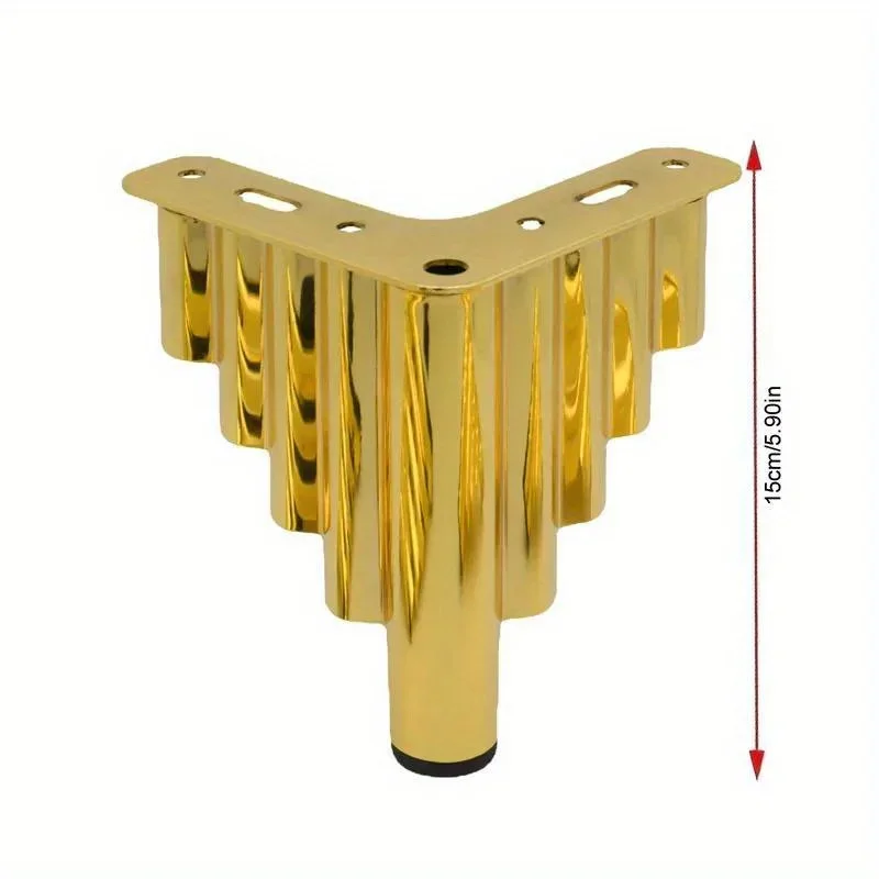 4pcs Furniture Legs Basic Heavy Duty Triangle top Plate feet for Sofa Bed couches Dresser Cabinet with Rubber Floor Protectors