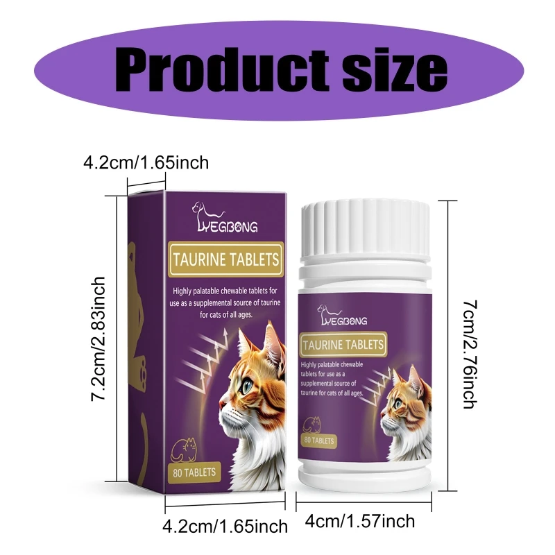 2024 New Pet Taurine Tablets Care for Senior Cats for Immunity and Heart Strength