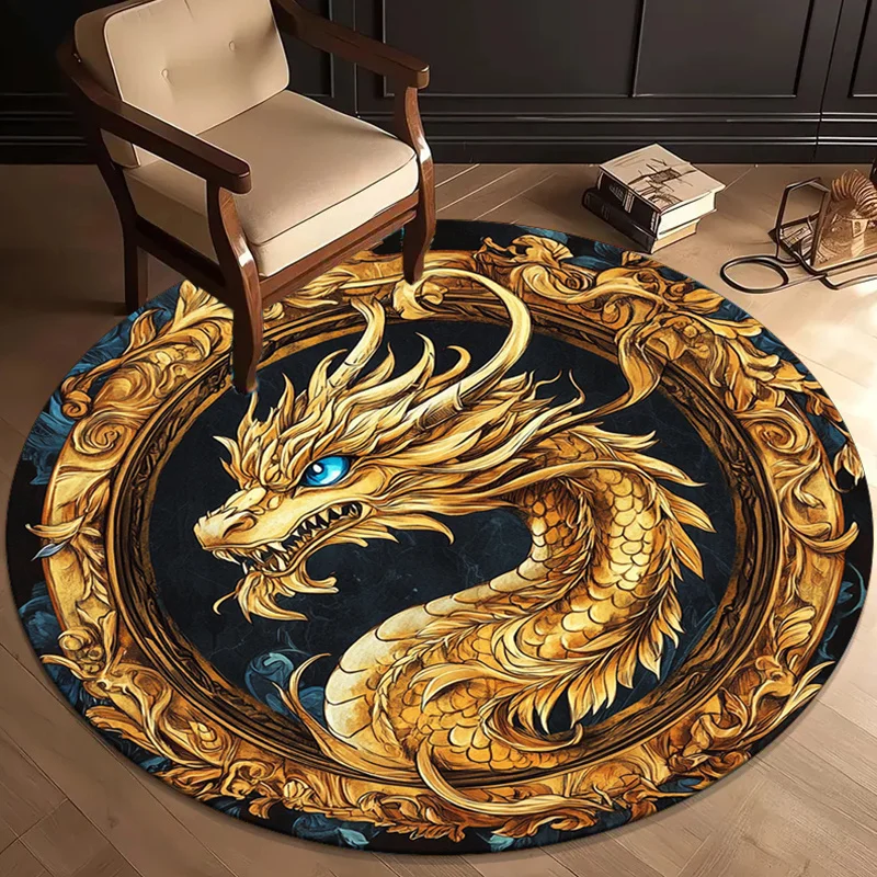 

Золотой дракон, голубой глаз, декоративный круг, круглый ковер, хрустальный бархат, китайский миф, создание, спальня, гостиная, роскошный ковер