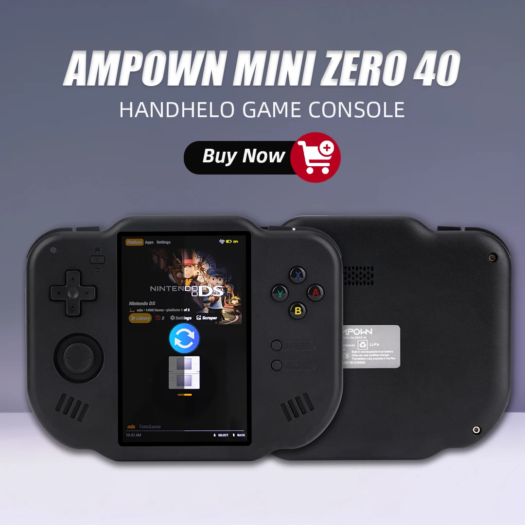 

AMPOWN Mini Zero 40 Vertical Portable Retro Video Game Consoles 4.0 Inch IPS Touch Screen Handheld Game Players Android System