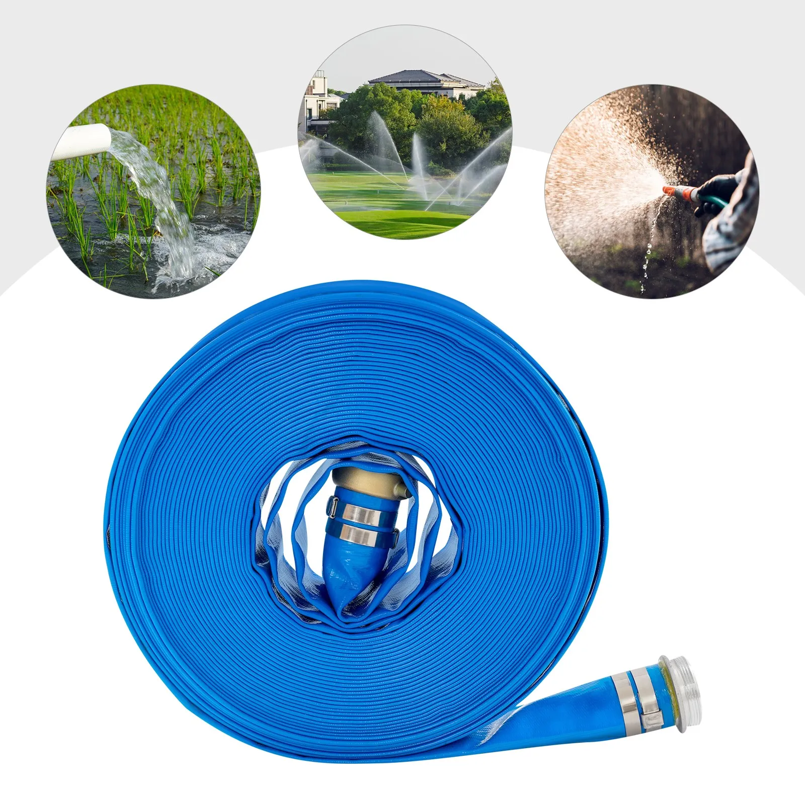 

2 Inch X 100 Ft Lay Flat Water Discharge Hose Industrial Agricultural Irrigation High Pressure Resistance And Durability