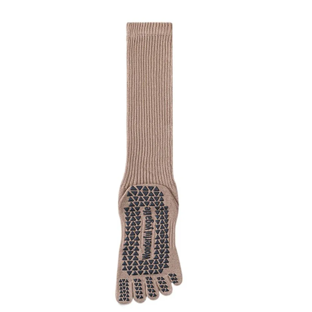 

Five Fingers Sports Toe Socks Separate Fingers Long-tube Women Yoga Socks Silicone Anti-slip Solid Color Sport Pilates Socks