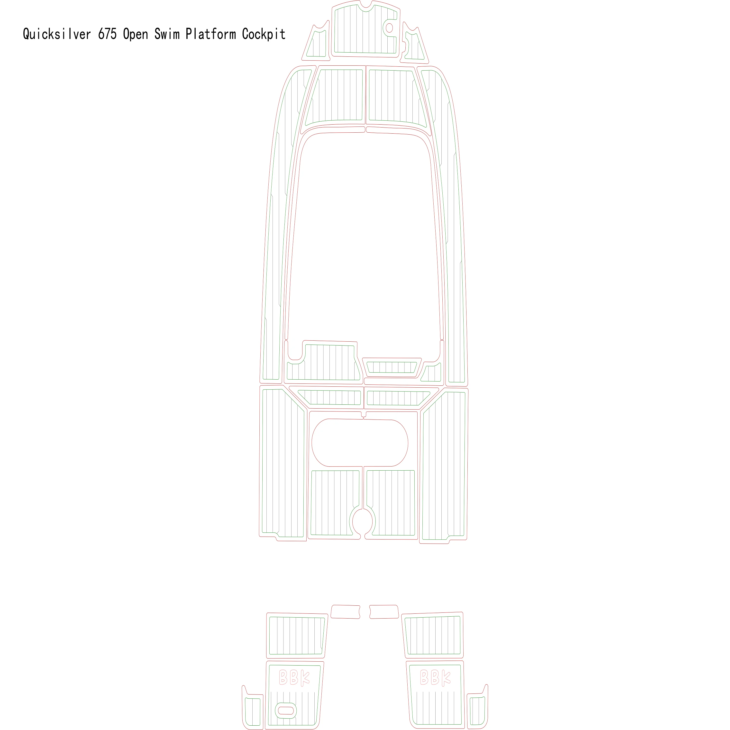 

Quicksilver 675 Open Swim Platform Cockpit Boat EVA Faux Teak Deck Floor Pad