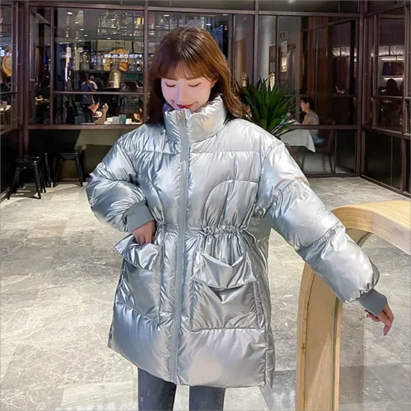 2023 New Winter Jacket Women\'s Parkas Long Down Cotton Jackets Glossy Female Cotton Padded Parka Waterproof Coat