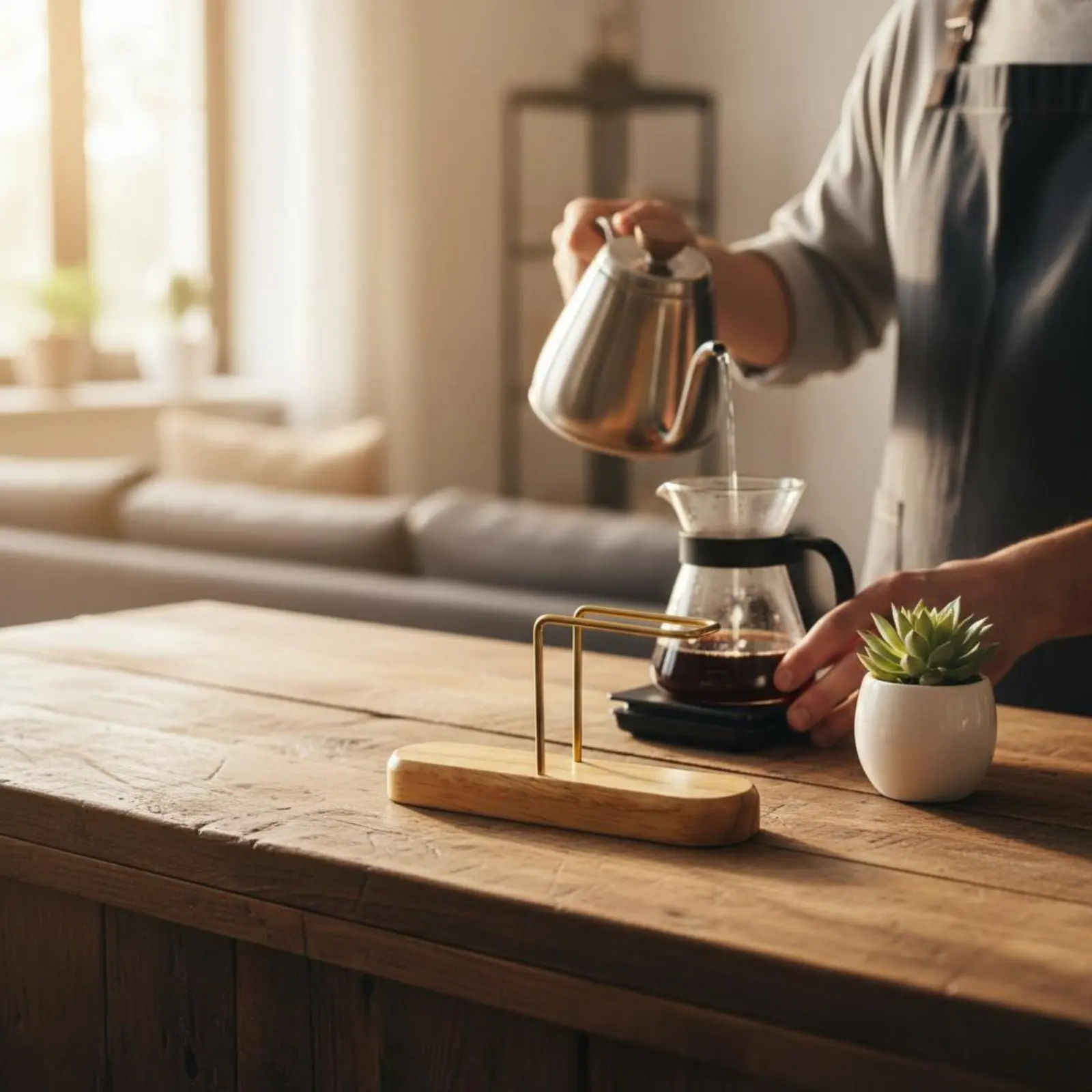 Walnut Wood Coffee Strainer Holder Minimalist Design Fan-Shaped Strainer Paper Rack Keeps Counter Tidy Debris-Resistant