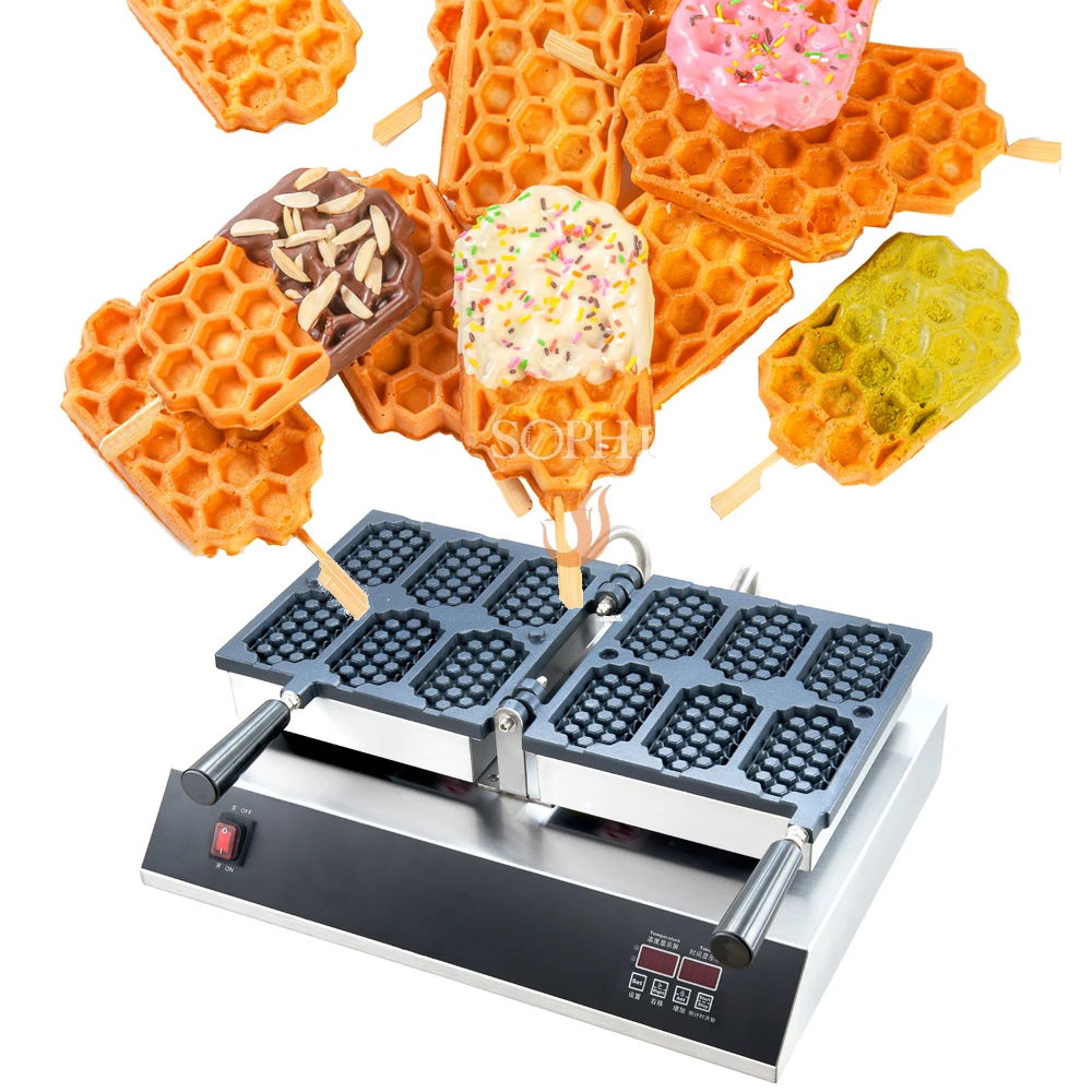 Commercial Waffle Maker for Small Business Waffle on Stick Honey Comb Shape Waffle Machine