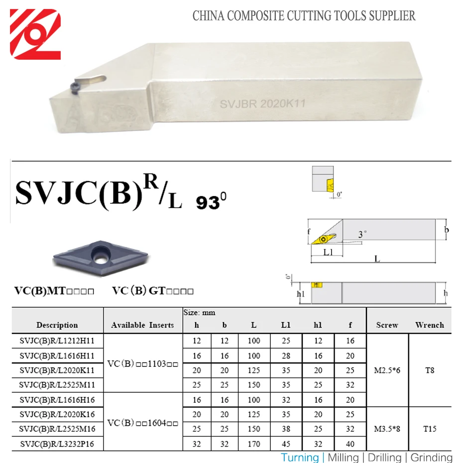 SVJBR1212 SVJBR1616 SVJBR2020 SVJBR2525 SVJCR1212 SVJCR1616 SVJCR2020 SVJCR2525 SVJBL SVJCL VBMT VCMT Lathe Turning Tool Holder