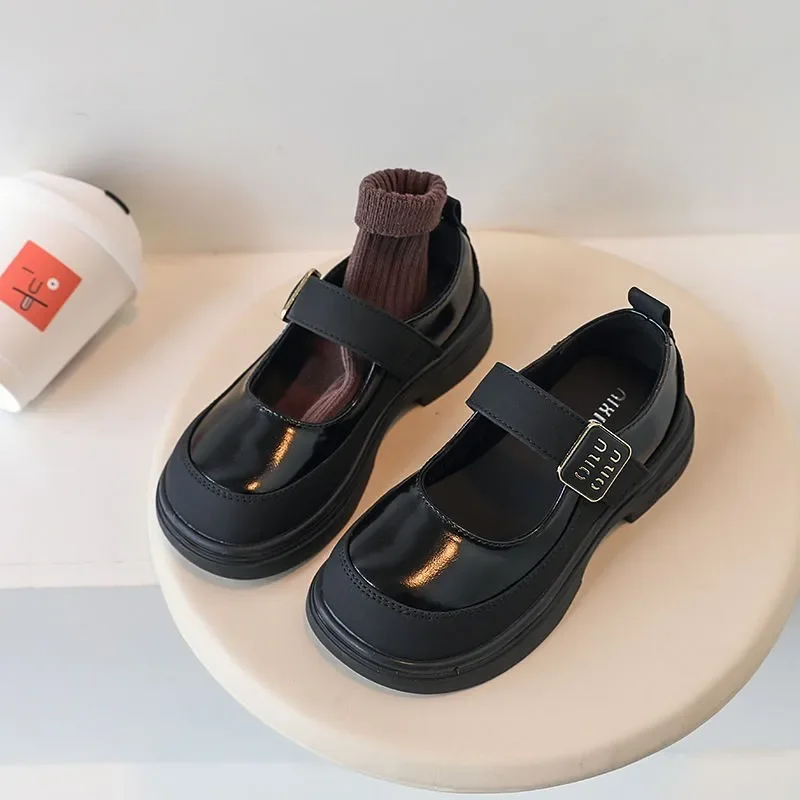 أحذية جلدية للفتيات لحفلات الزفاف المدرسية أزياء أنيقة للأطفال ماري جينس بو أحذية جلدية بدون كعب الأميرة الاطفال الأخفاف #3