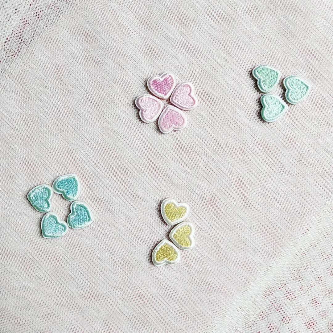 Cartoon 10pcs Self-adhesive Love Embroidered Patches Sew Iron on Clothes Pink Blue Heart Appliques Craft Phone Case Decoration