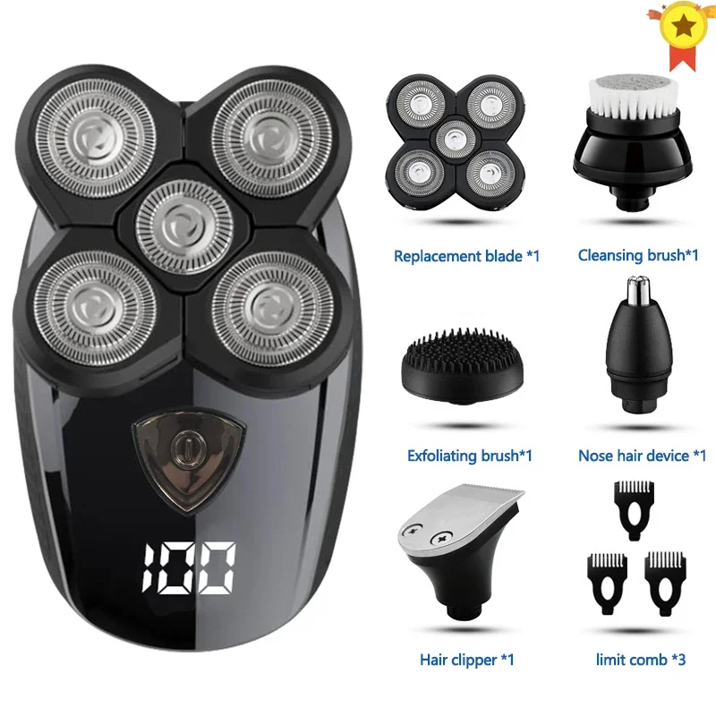 

Multifunctional Electric Shaver Men Wet Dry Razor Rechargeable Bald Head Beard Trimmer