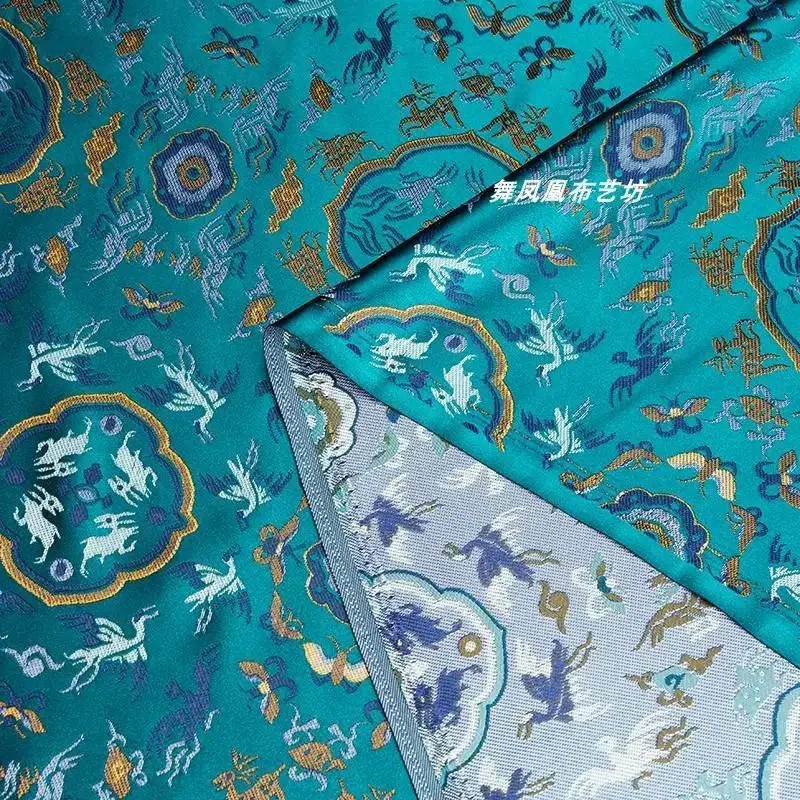 الطاووس الأزرق تقليد أغنية الديباج الجاكار النسيج لسترة أنيقة شيونغسام هانفو القماش Diy بها بنفسك مواد الخياطة بالمتر