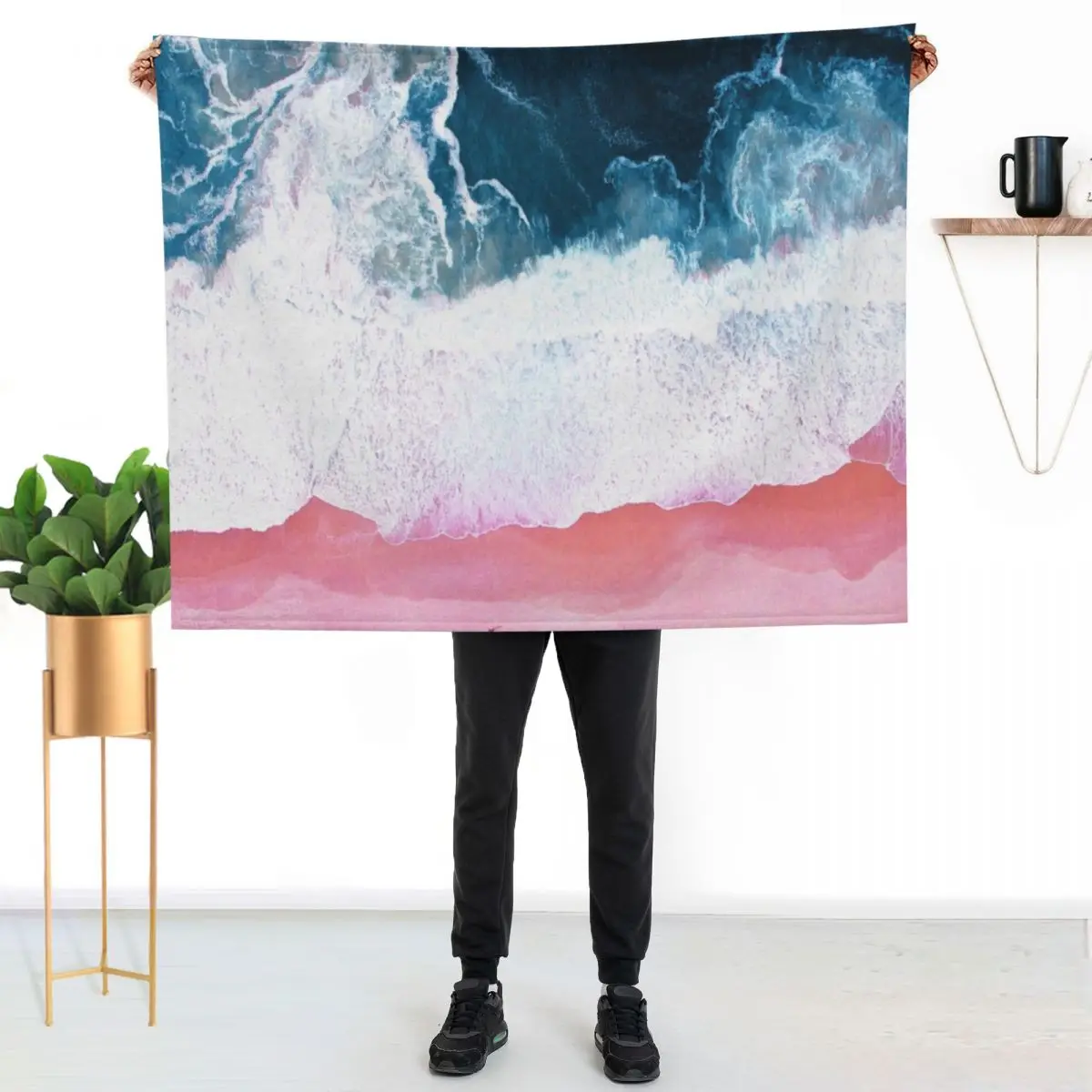 Aerial Beach, Ocean Waves Throw Blanket Flannels Personalized Gift Flannel Giant Sofa Extra Large Throw Blankets