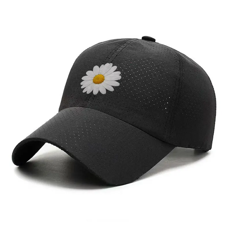 White Daisy Quick Dry Baseball Cap Breathable Outdoor Sun Hat for Spring Summer