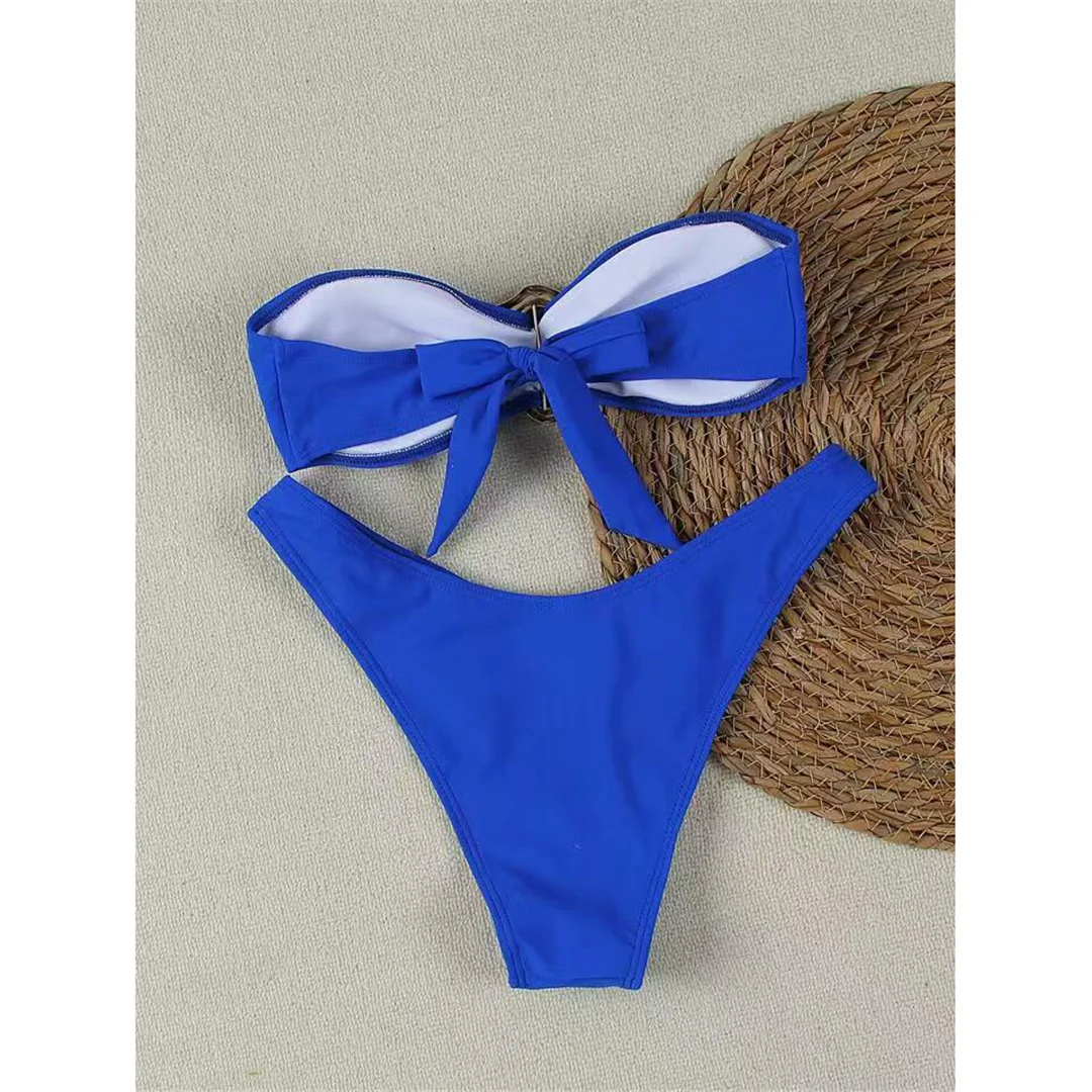 7 Farben Bandeau Metallring Brasilianischer Bikini Damen Badeanzug Frauen Bademode Zweiteiliger Bikini-Set Badeanzug Schwimmanzug V6516 – Detail 33