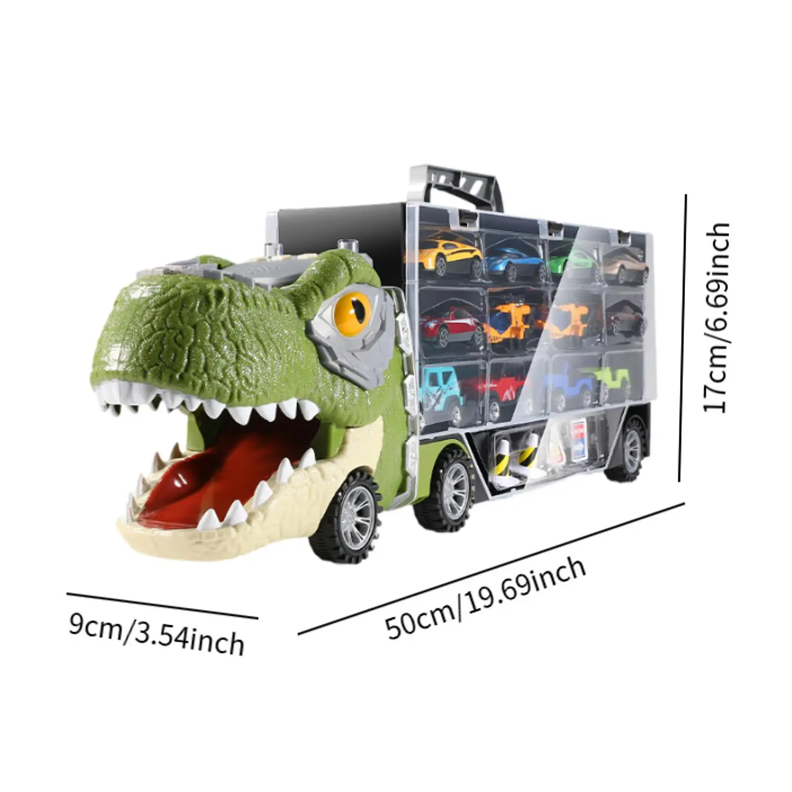 Camion per auto scorrevoli con pista di dinosauri per bambini Camion da trasporto Carrier Set da gioco per veicoli per auto di dinosauro per bambini dai 3 anni