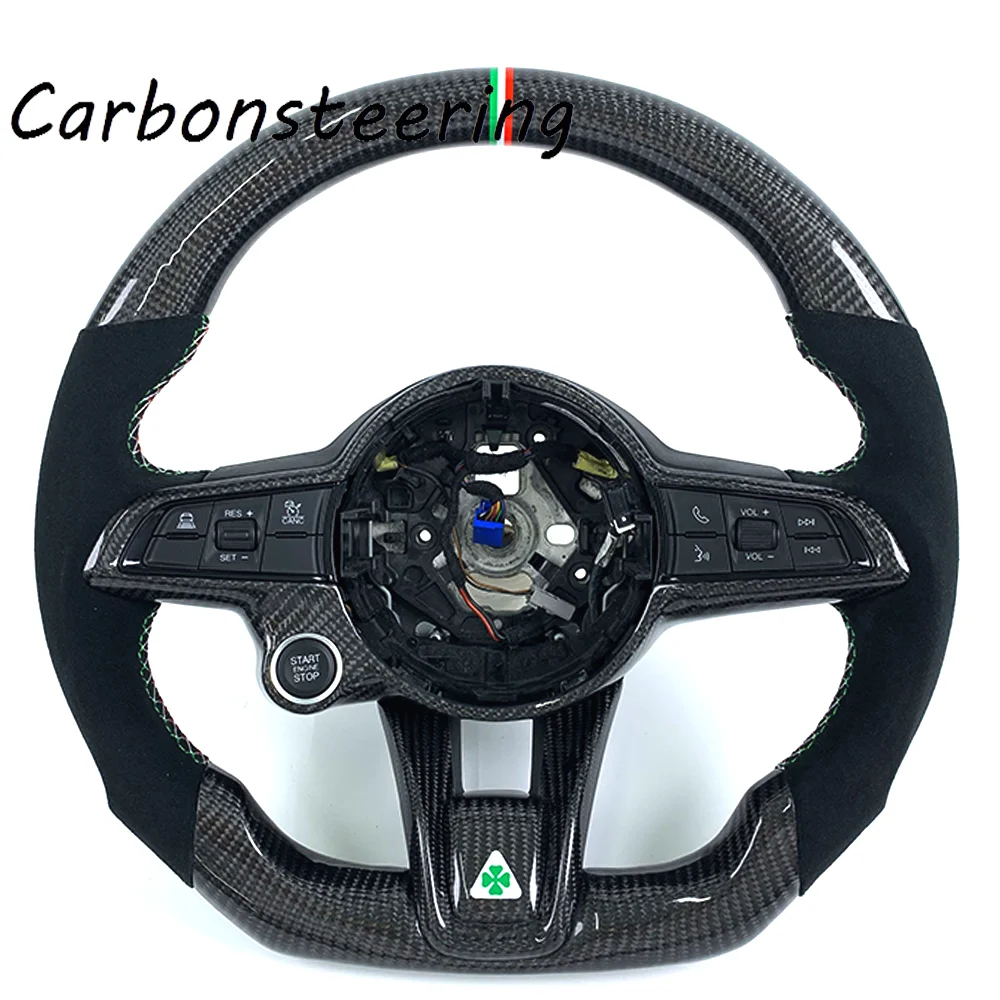 

Interior Accessories for Alfa Romeo Stelvio Ti 2019+ Giulia Custom Cars Carbon Fiber Racing Style D-Shape Steering Wheel