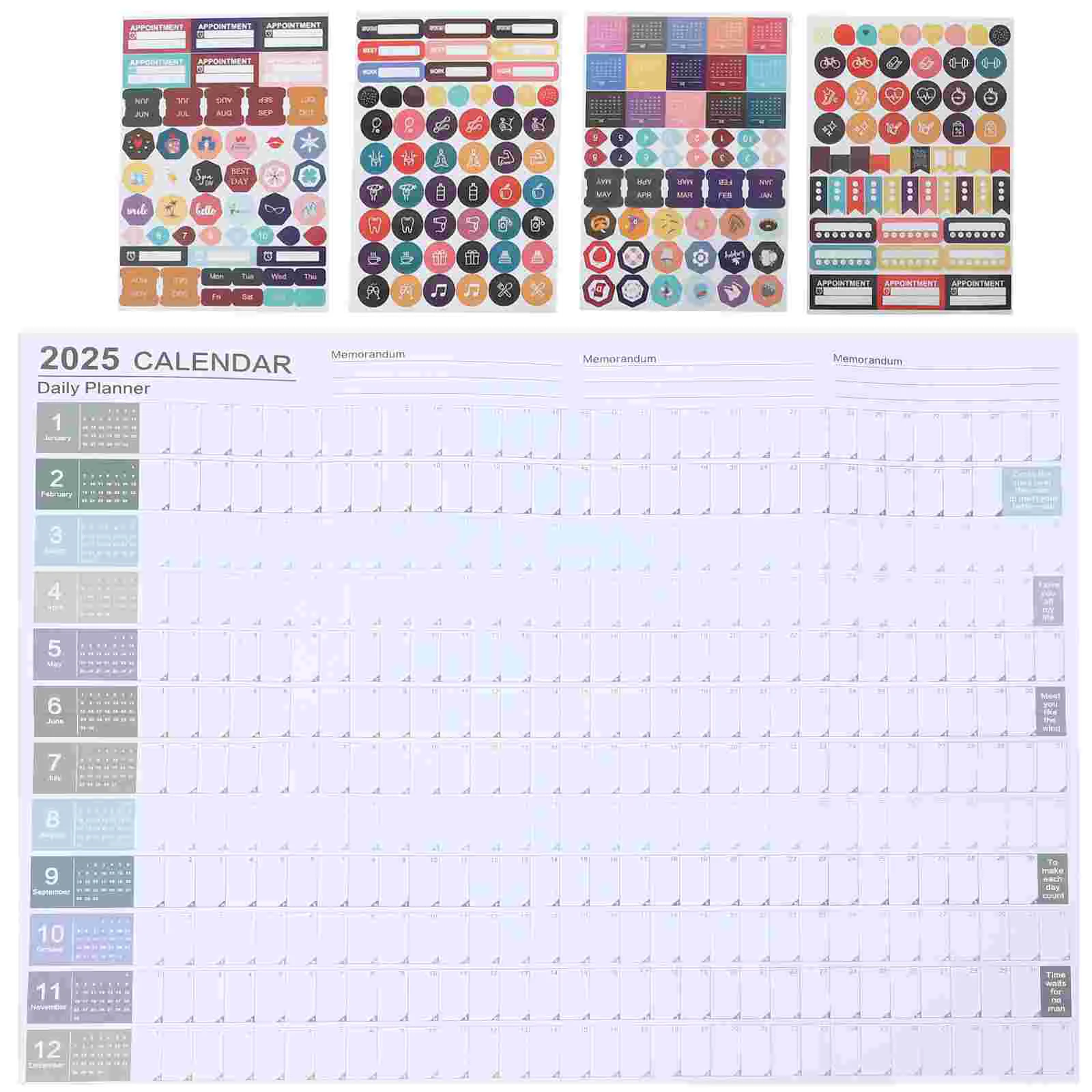 Schedule Calendar 2025 Wall Yearly Poster Monthly Planner Paper Tables