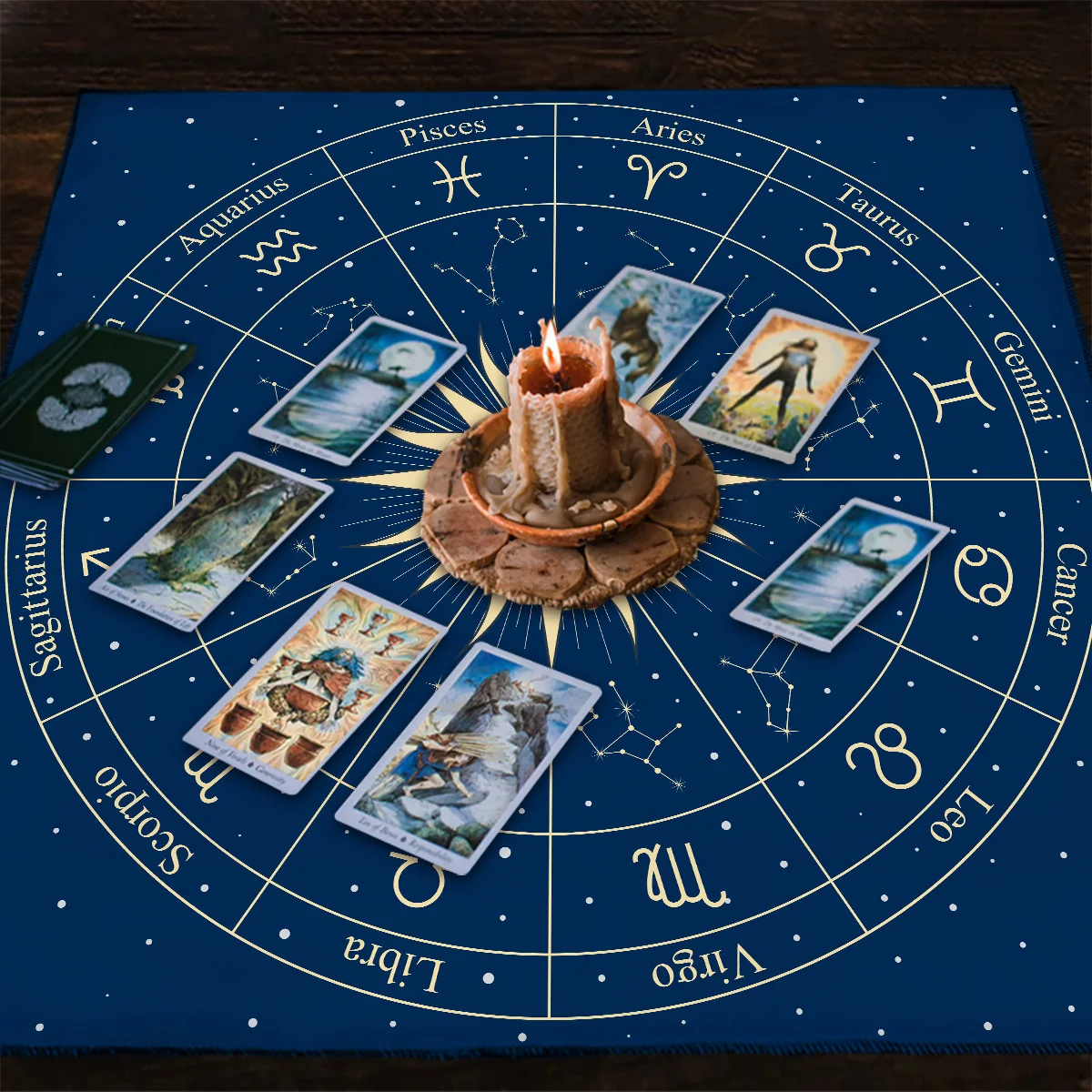 Altar Cloth Wheel of The Zodiac Astrology Chart Tapestry Wall Hanging Tarot Tablecloth Tarot Deck Home Decor Board Game Pad