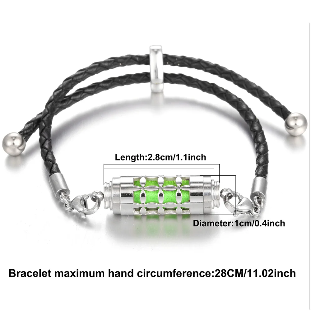 Black Leather Aromatherapy Bracelet Stainless Steel Locket Essential Oil Diffuser Bracelet Leather Charm Bracelets Aroma Jewelry