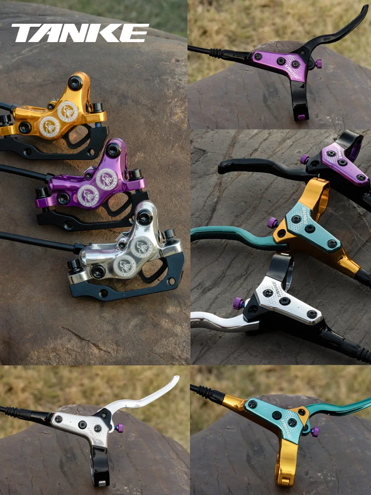 AliExpress TANKE MTB 4 Piston Hydraulic Disc Brake 850/1700mm Resin Brake Pads Oil Pressure AM Front Rear Mountain Bicycle Clamp Ultralight