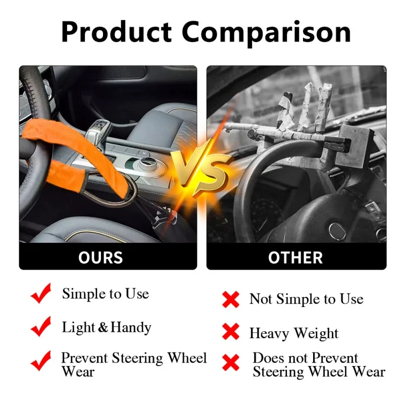 قفل عجلة قيادة السيارة مع مقبس حزام الأمان حبل فولاذي لشاحنة SUV فان RV مع 3 مفاتيح جهاز حماية عالمي ضد السرقة