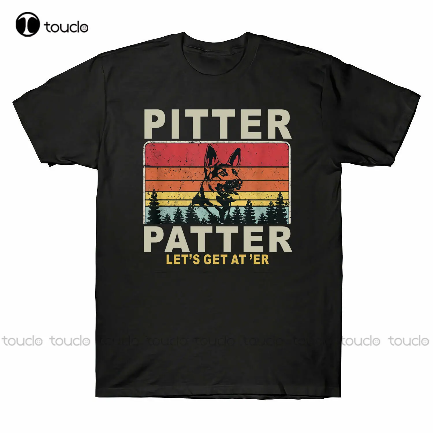 Pitter Patter Men'S T-Shirt German Shepherd Dog Funny Vintage Retro Gift Tee Shirts For Men Big And Tall Fashion Tshirt Summer 