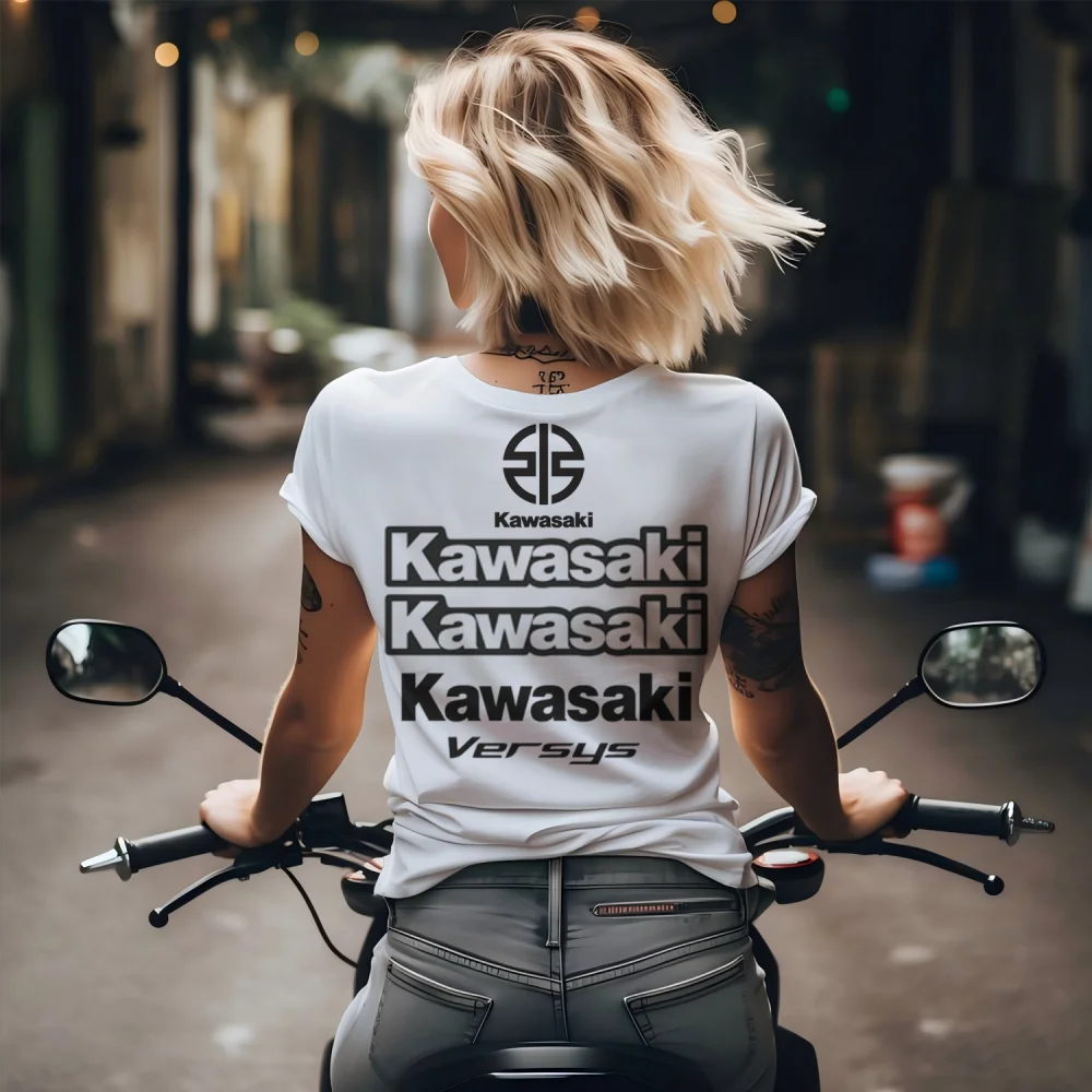 Short Sleeve Women T-shirt Woman Clothing Kawasaki T-shirts White Top Y2k Clothes Cross-country Crop Tops 2024 Women's Adventure