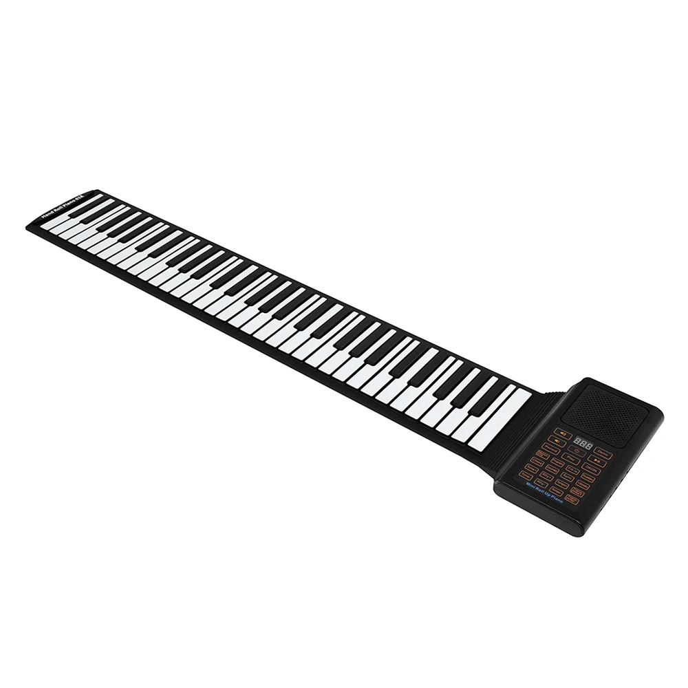 61 Keys Mini Roll Up Piano Silicone Portable Foldable Soft Keyboard Electronic Piano Black&White Musical Instrument For Kid Gift