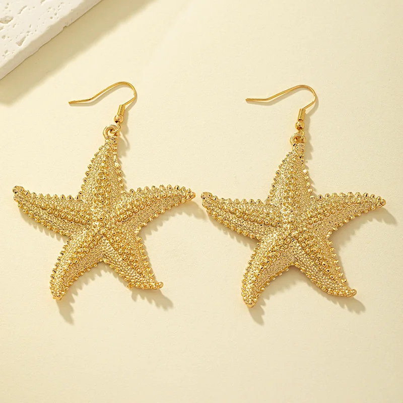 Starfish Metal Earrings For Women Girls Geometric Ear Accessories Party Gift Holiday OL Fashion Jewelry DE067