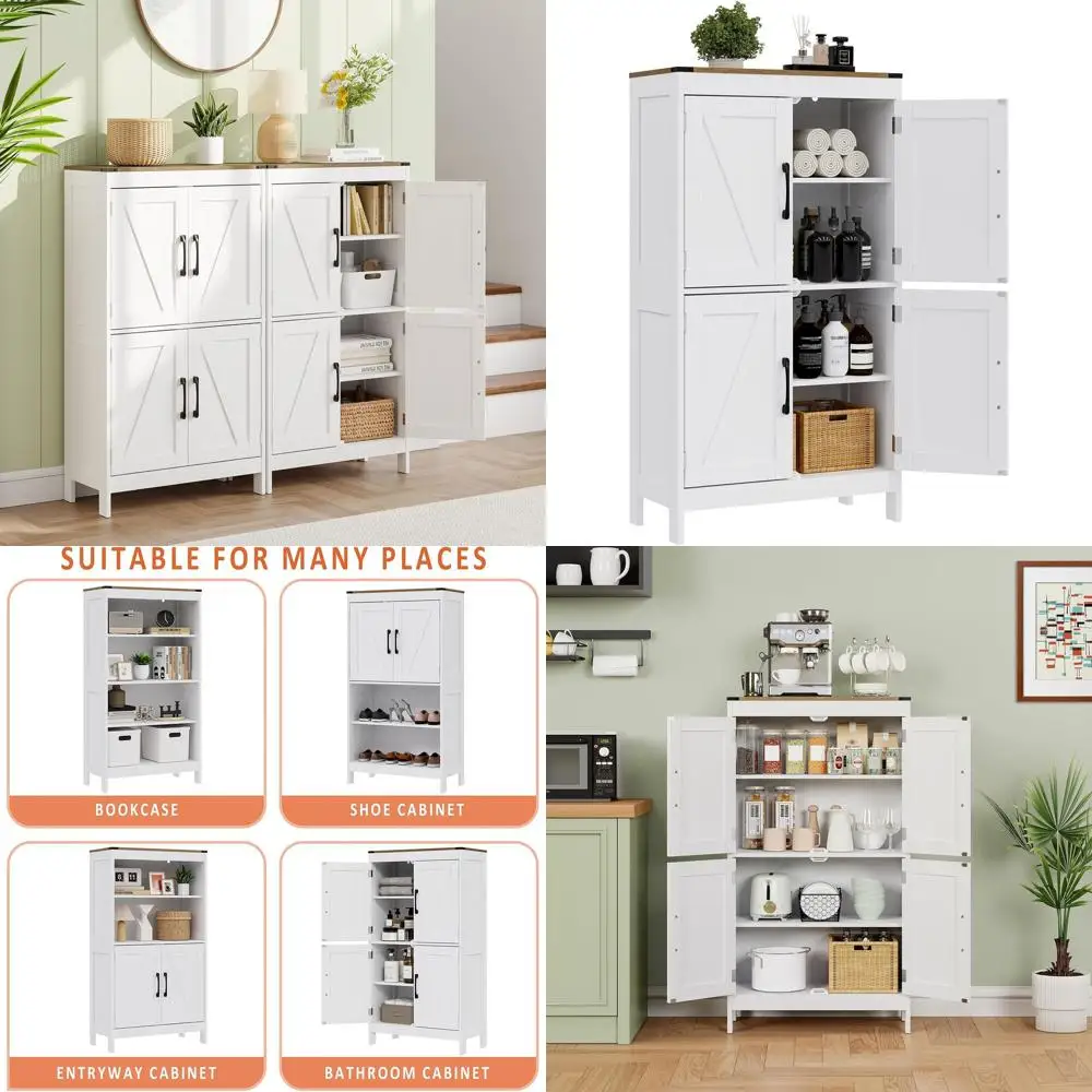 

Компактный современный шкаф для ванной комнаты с 4 дверцами и регулируемыми полками