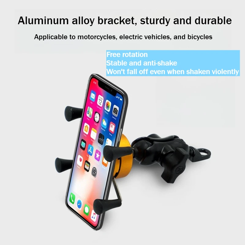 

Premium X-Grip Motorcycle Mirror Phone Holder - Anti-Shock Aluminum Mount, Universal for Moto/E-Bike