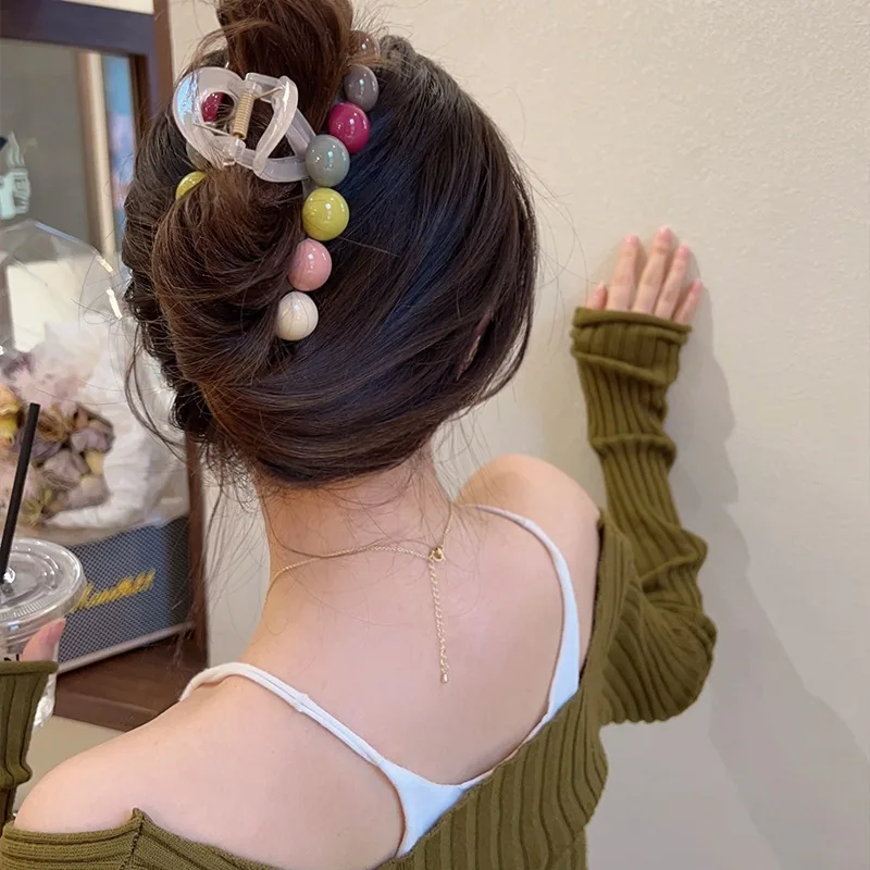 Retro Fashion Colorful Love Hair Crab Hair Claw Clip Elegant Ponytail Clip Geometric Hair Clip Girl Bath Hair Accessories