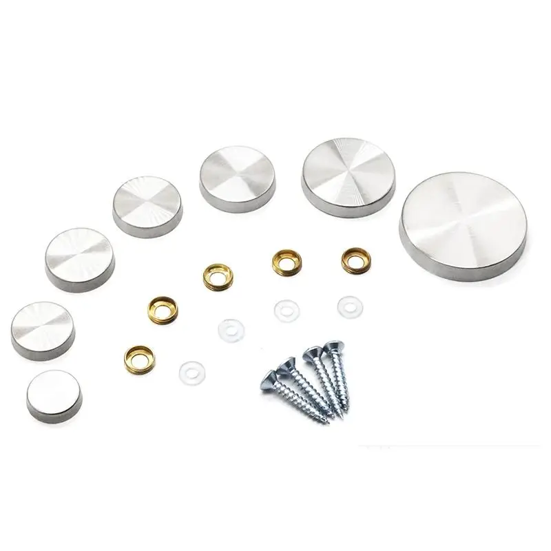 High Quality 500PCS Stainless Steel Advertisement Nails Screws Flat Glass Mirror Nails Caps Advertising Fixing Decorative Covers