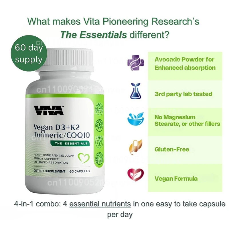 تغليف نقي فيتامين د3 و ك2 | دعم صحة العظام والأوعية الدموية | 60 كبسولة #3