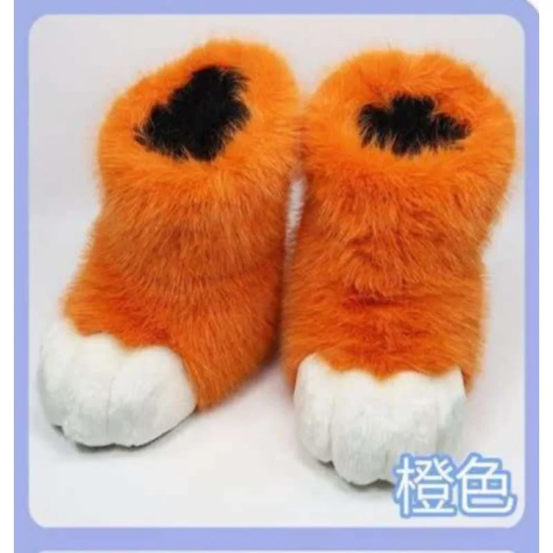 Furry Cat Paw Shoes Fluffy Boots Girl Shoes Beast Paw Cute Plush Kig Fursuit Animal Foot Socks Anime Party Cosplay Costume view 6